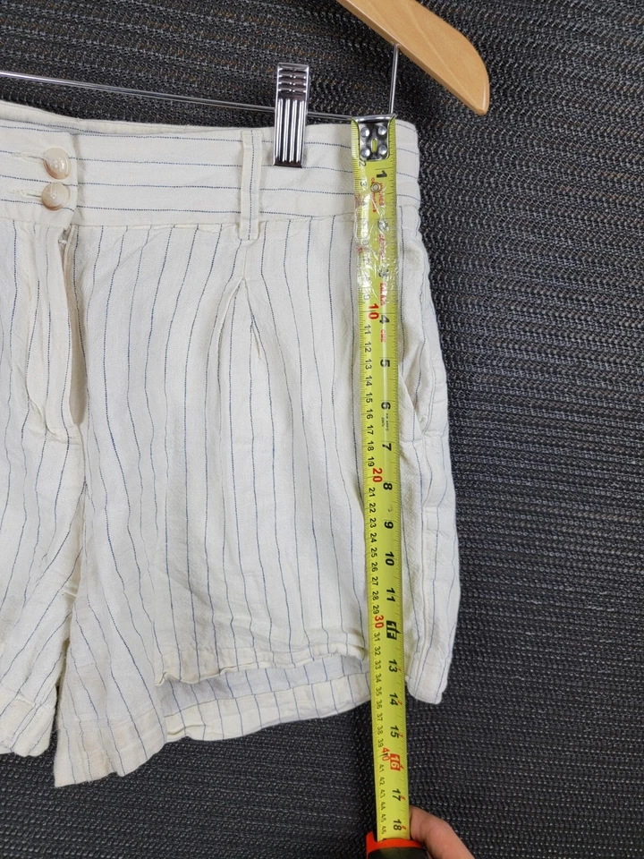 Esprit Pantalones Cortos Rayas Mezcla Lino Talla 8 Mujer Verano Informal Foto 2 de 4