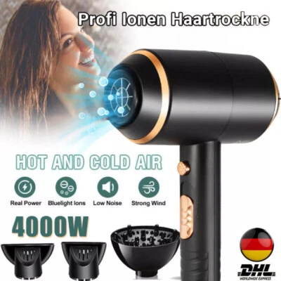 MARKENLOS Ionen Föhn Haartrockner mit 3 Diffusor Haarfön Profi Fön Ionen Hair Dryer 1700W