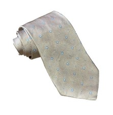 Brooks Brothers 346 Pure Silk Modern Neck Tie USA Foulard Geometric Gold Men