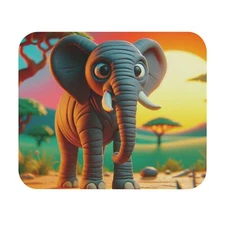 Mouse Pad (Rectangle) Claymation Elephant with Sunset Background Design 4, Gift
