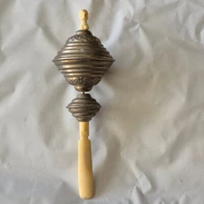 1920's BABY RATTLE WITH STERLING SILVER AND NATURAL HANDLE