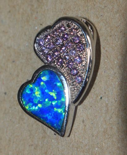 fire opal necklace pendant gemstone silver jewelry cocktail modern petite Heart - Picture 12 of 25