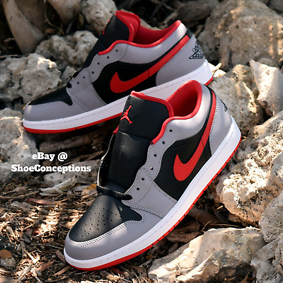 Nike Air Jordan 1 Low Shoes Black Cement Gray Fire Red Nike Air Jordan 1 Low Shoes Black Cement Gray Fire Red