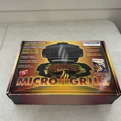 NIB MICRO GRILL  GRILLING MACHINE USED IN MICROWAVE/BLACK/DISHWASHER SAFE/COOK B