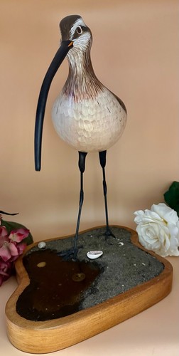 VERMONT LONG BILLED CURLEW SHOREBIRD HAND CARVED GAYLE UTLEY SCULPTURE C- 1993 - Bild 2 von 16