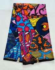 African Fabric/ Ankara - Fuchsia, Orange, Blue, Pink 'Kahina', YARD or WHOLESALE