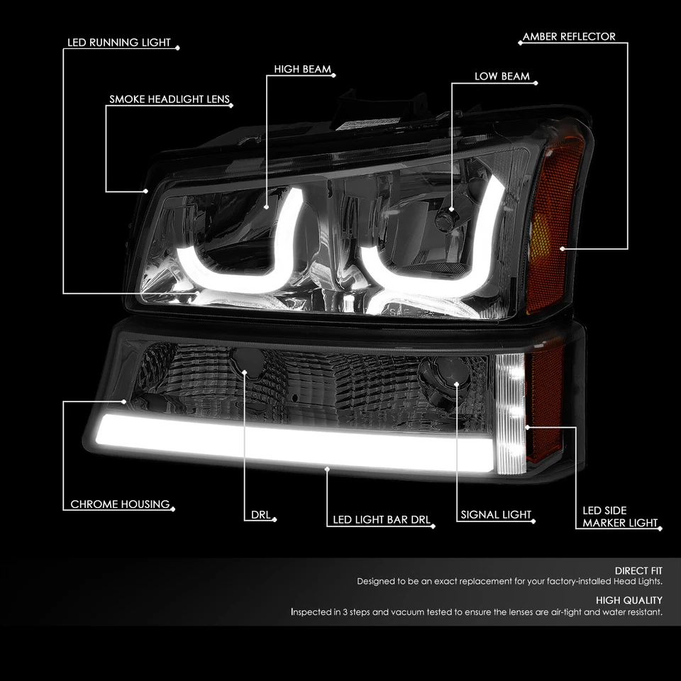 ДЛЯ 2003-2007 SILVERADO ЛАВИНА J-HALO LED DRL ФАРЫ БАМПЕР ЛАМПЫ ДЫМЧАТЫЙ - Изображение 2 из 4