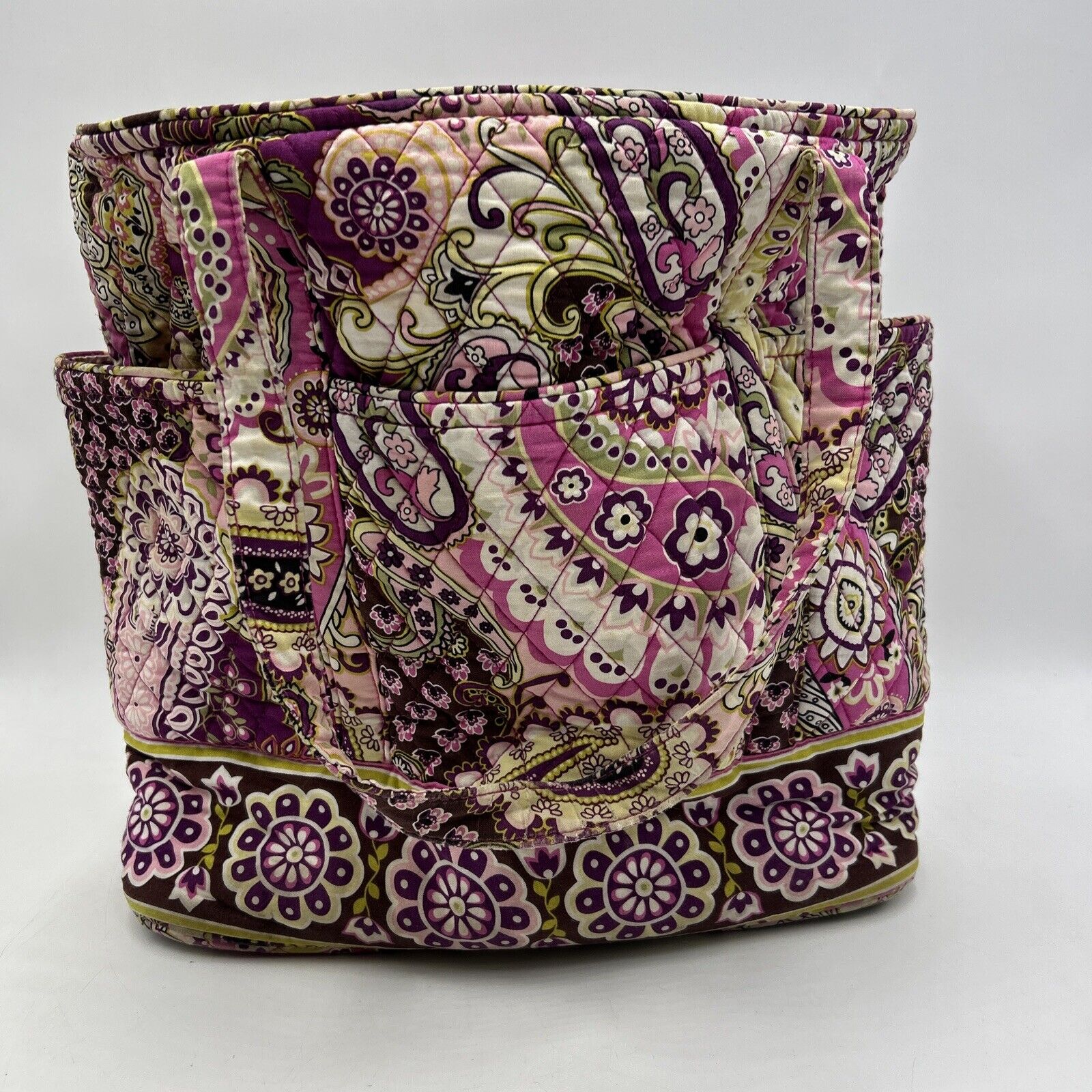 Vera Bradley Pink Floral Paisley Large Quilted To… - image 1