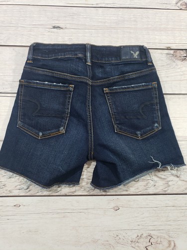 American Eagle Women 60Jean Shorts Next Level Stretch Hi Rise Shortie Cutoff M2 - Picture 5 of 9