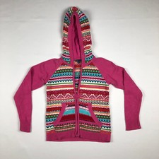 Gap Kids Fair Isle Pink Sweater Tassel Hood Size XL XLarge 12  A5 