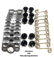 7/16" Aluminum Black Dzus Button Quarter Turn / Springs / Tab Plate RZR 100 PCS 