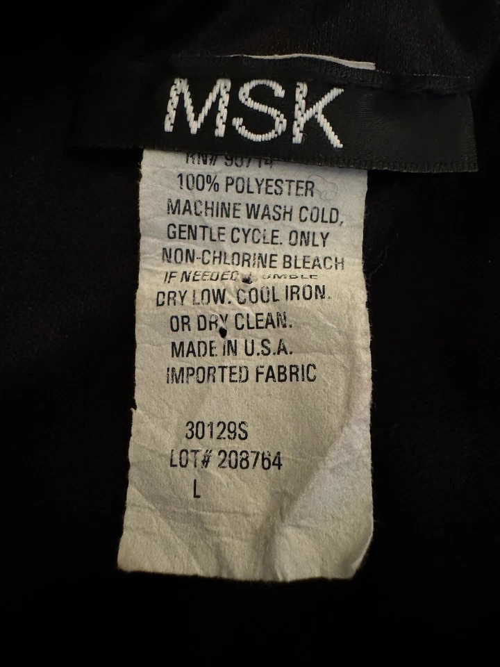 MSK USA Sheer Straight Skirt solid Black Elastic Waist Dress Wear Lined Knee L - Image 2 of 4