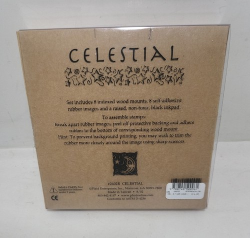 All Night Media "Celestial" Set Of 8 Rubber Art Stamps For Wood Mount-NEW - Picture 3 of 4