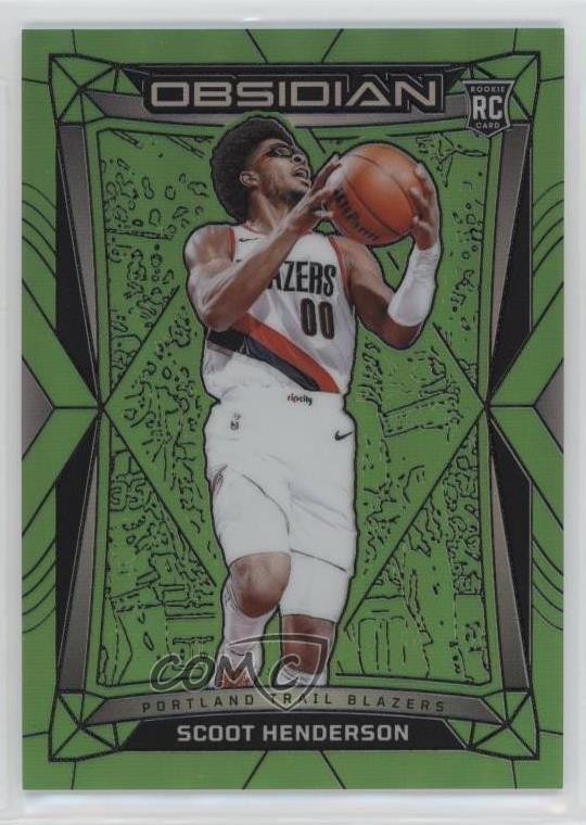 2023 Obsidian Electric Etch Green Flood 10/25 Scoot Henderson #2 Rookie RC 7y2