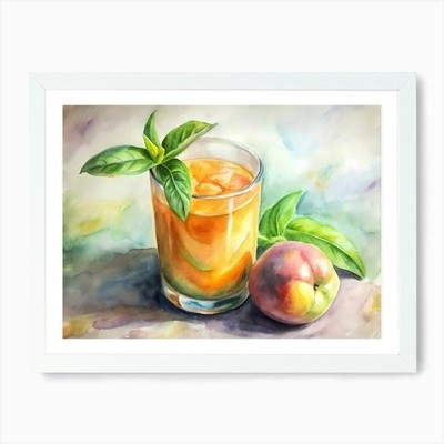 Mango Basilikum Saft mediterran Kunst gerahmtes Wandbild Poster Leinwanddruck Bild