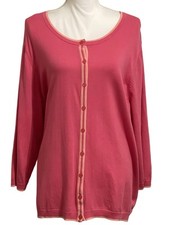TALBOTS Plus Pink Button Up Cardigan 3/4 Sleeve Round Neck Women s Size 3X