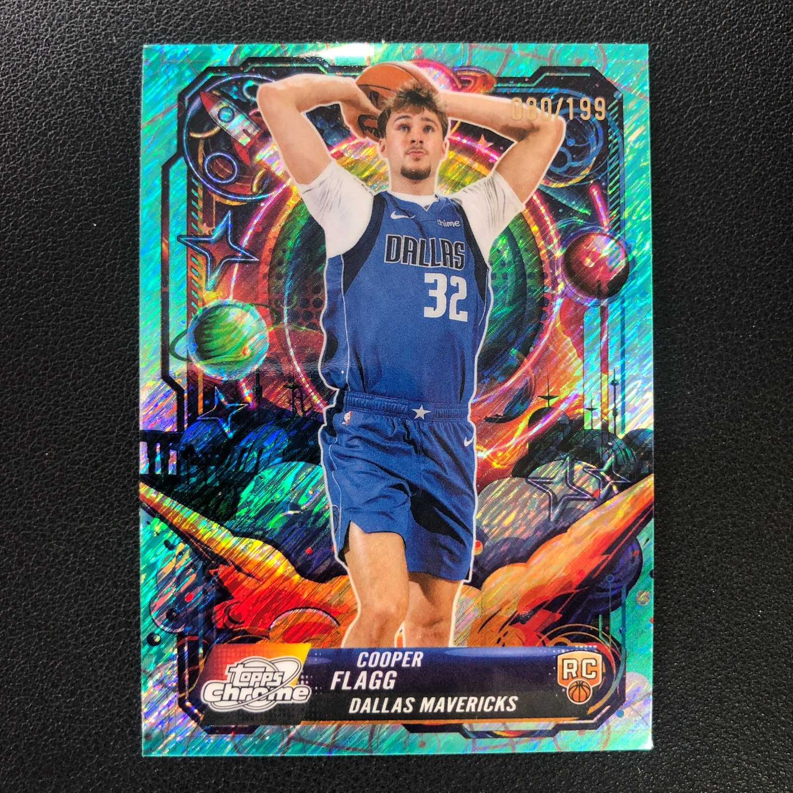 2025-26 Topps Chrome Cosmic Cooper Flagg RC Aqua Equinox Refractor /199