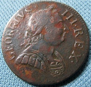 1775 King George III British American Colonial Copper Halfpenny-Nice NonRegal!
