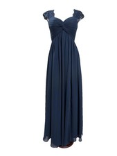 Azazie Sz A2 Navy Blue Floor Length Bridesmaid Prom Dress Sweetheart Neck EUC