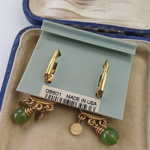 Vintage Antiquities Ornate Semi Precious Stone Drop Earrings Pierced Ears - Picture 6 of 6