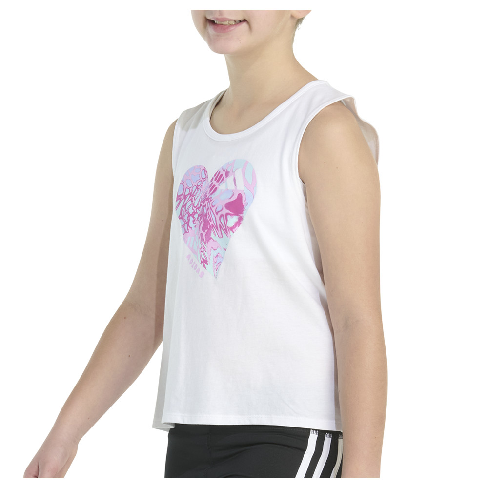 adidas Swing Crew Neck Tank Top Youth Girls White Casual  Athletic JK0392 thumbnail 5