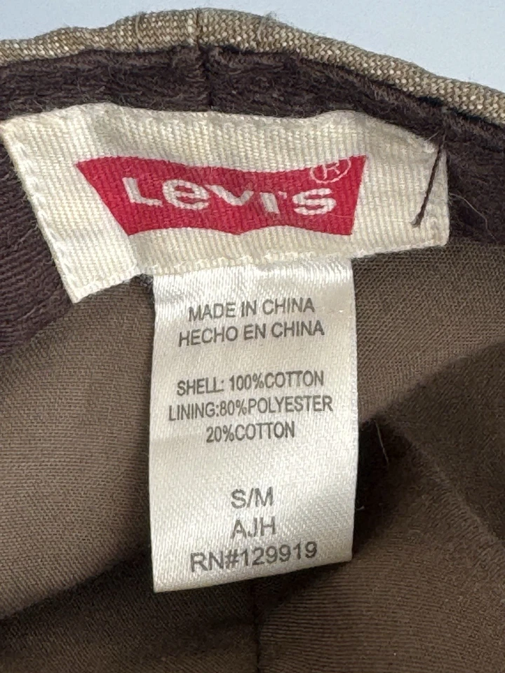 Levis хаки плоская крышка Newsboy таксист Гэтсби шляпа размер S/M 100% хлопок желтовато-коричневый - Изображение 4 из 4