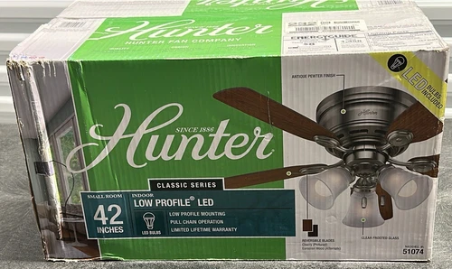 Hunter 42" Low Profile Ceiling Fan W/Lights & 5-Rev. Blades #51074 (LAST ONE)