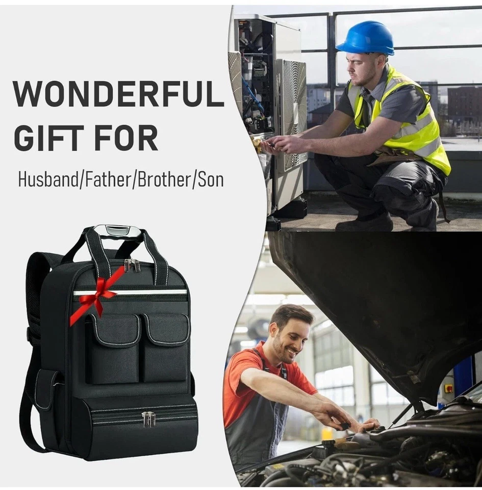 Bolsa Mochila Herramientas, Mochila Electricista Duradera Tiene Capacidad 66LB HVAC / Impermeable  Foto 3 de 4