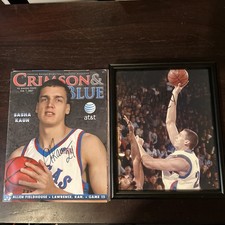 Kansas Jayhawks Sasha Kaun Signed Memorabilia Lot - Autographed Magazine + Photo