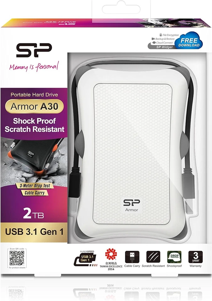 Silicon Power 2 TB External Portable Hard Drive Rugged Armor A30 Shockproof 2.5- - Image 2 of 4