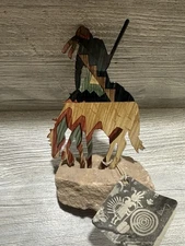 Lazart End of Trail Metal Native American & Horse Figure Mounted Stone Base!!