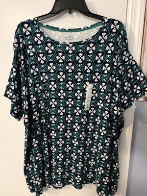 NEW! Women s Croft&Barrow The Classic Tee S/S 100% Cotton Top Plus Size 4X Navy