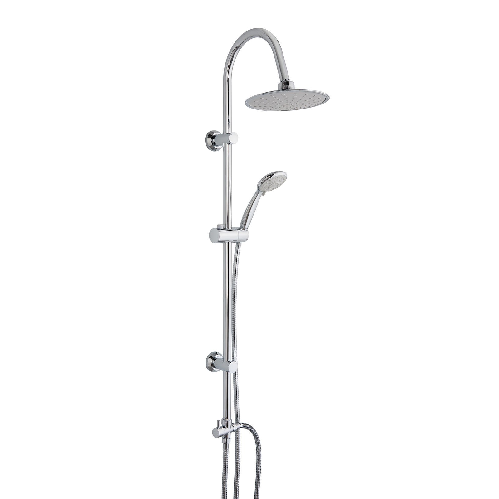 Overhead Shower with Handset Rigid Riser Complete Kit Rainfall Head - Chrome