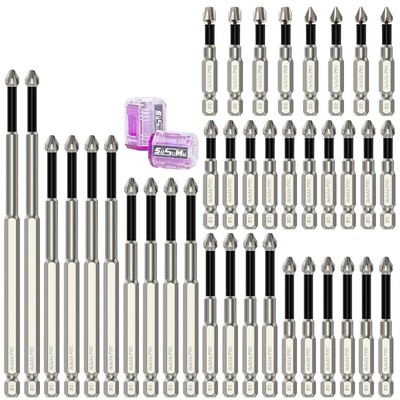 Phillips Bits #2 Impact Magnetic, PH2-6.0 PH1 PH3 Screwdriver Bit Set With Ma...