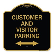 Reserved Parking Sign Customer and Visitor Parking Bidirectional Arrow 
