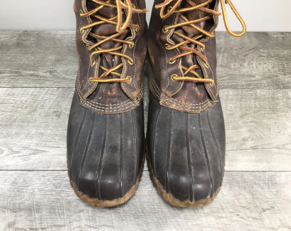 Botas masculinas vintage LL Bean tamanho 11 couro Maine caça pato sapato borracha - Imagem 4 de 4