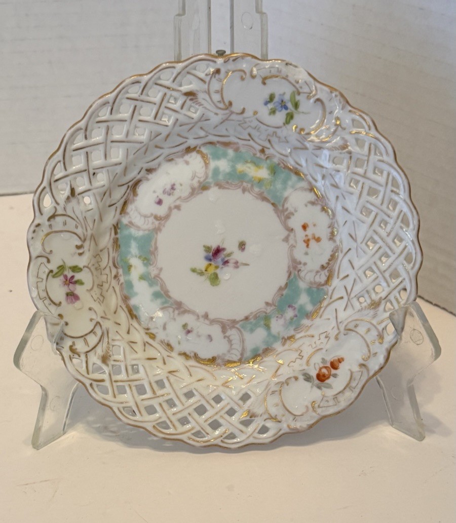 Meissen Dresden Reticulated Floral Bread Plate c1880