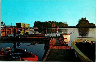 La Push Washington Fishermen Sunset Harbor Postcard Unused (32952)