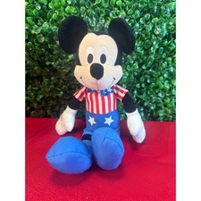 Americana Patriotic Mickey Mouse 10" Plush Red White Blue Stars Disney