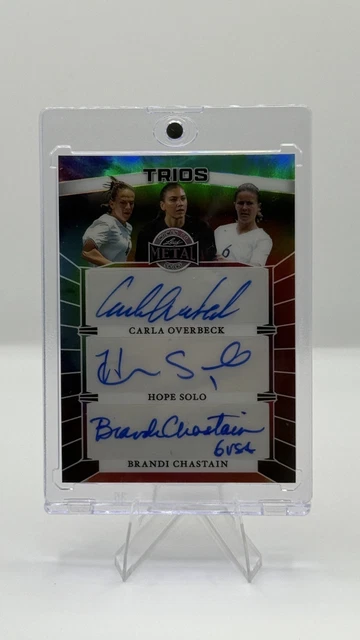 2025 Leaf USA Women’s Soccer Hope Solo, Carla Overbeck, Brandi Chastain signed