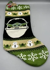 Star Wars Mandalorian Ugly Christmas Sweater Stocking Baby Yoda Din Grogu NEW