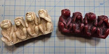Very Cool Vintage PAIR FOUR No Evil Monkey Figures! Nice!