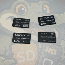 LOT of 4 MemoryStickDUO Cards - Various Sizes - Untested - Various Brands- GC951