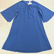 JJill Christian Siriano NEW Flutter Flowy Slit Sleeve Dress Blue Sea Stretch