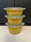 3 Rare Promotional Vtg Pyrex AUTUMN FLORAL Casseroles 471 472 473, W/ 470-C Lids