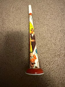 Vintage very old tin horn noisemaker 9 inches long