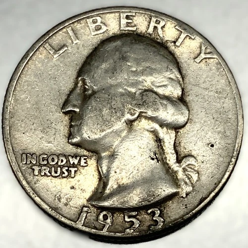 1953 P Washington 90% Silver Quarter Circulated Condition 25c US Coin - 2844