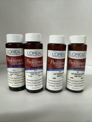 4 Pk L'oreal Preference permanent haircolor 2 floz- 9.2 Light Iridescent Blond