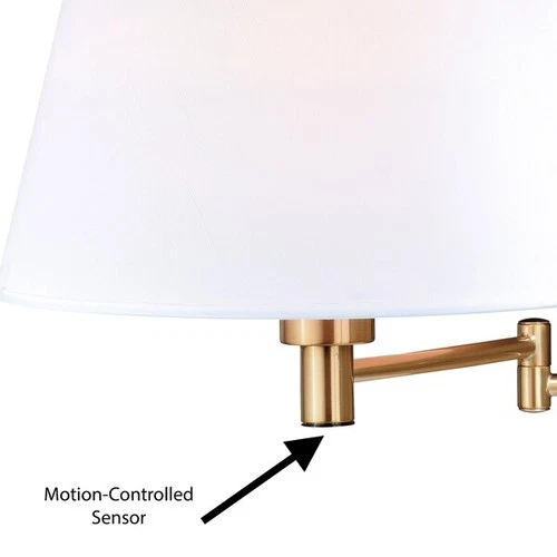 VAXCEL W0261 Chapeau Plug-In Brass Cone Motion Sensor Swing Arm Wall Lamp White - Picture 4 of 7