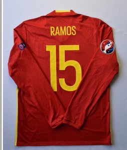 Sergio Ramos Spain Jersey 2015 2016 Home L Shirt Mens Long ...